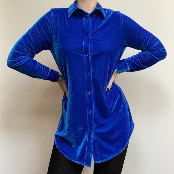Blue Velvet button down 💎 - Picture 2 of 4
